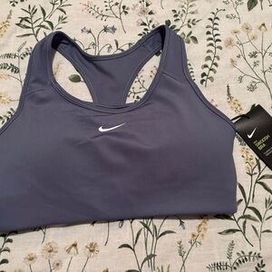 Nike Women's Purple Gray Swoosh Sports Bra size medium NWT